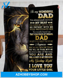 Personalized To My Dad Lion Fleece Blanket From Daughter You Always Push Me To Do My Beat Great Customized Blanket For Birthday Christmas Thanksgiving