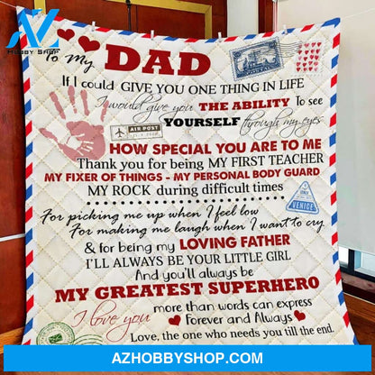 Personalized To My Dad Love Letter Fleece Blanket Your Are My Greatest Superhero Great Customized Blanket For Birthday Christmas Thanksgiving