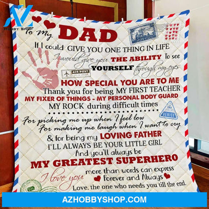 Personalized To My Dad Love Letter Fleece Blanket Your Are My Greatest Superhero Great Customized Blanket For Birthday Christmas Thanksgiving
