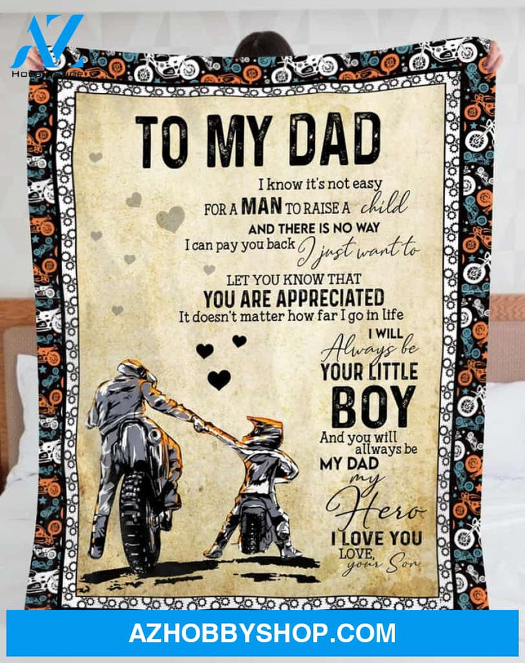 To My Dad Motocross You Are Appreciated Blanket Gift For Dad From Son Birthday Gift Home Decor Bedding Couch Sofa Soft and Comfy Cozy