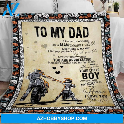 To My Dad Motocross You Are Appreciated Blanket Gift For Dad From Son Birthday Gift Home Decor Bedding Couch Sofa Soft and Comfy Cozy