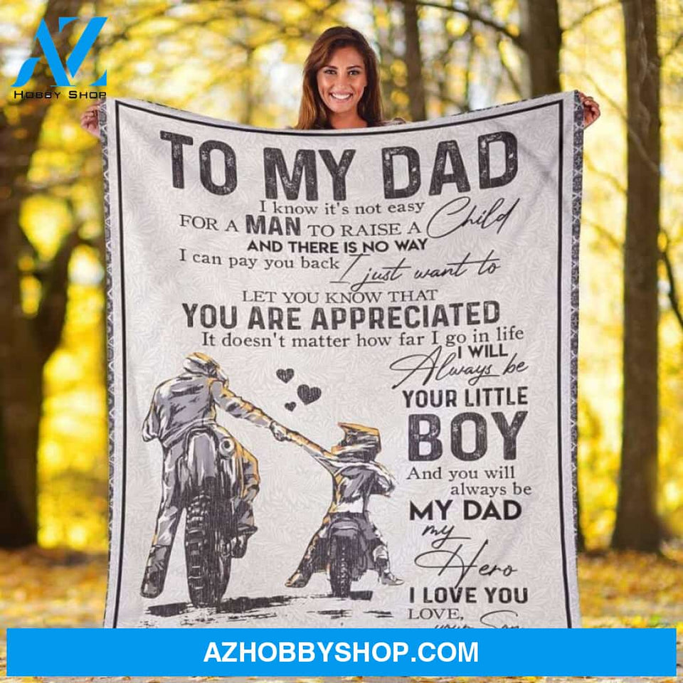 To My Dad Motorcycle My Dad My Hero Fleece Blanket Father Fleece Blanket, Biological Father Of Fleece Blanket, Fleece Blanket For Fathers Day Christmas Gift Ideas