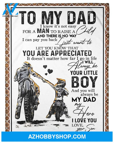 Personalized To My Dad Motorcycle Racing Fleece Blanket From Son You Will Always Be My Dad My Hero Great Customized Blanket Gifts For Father's Day Birthday Christmas Thanksgiving