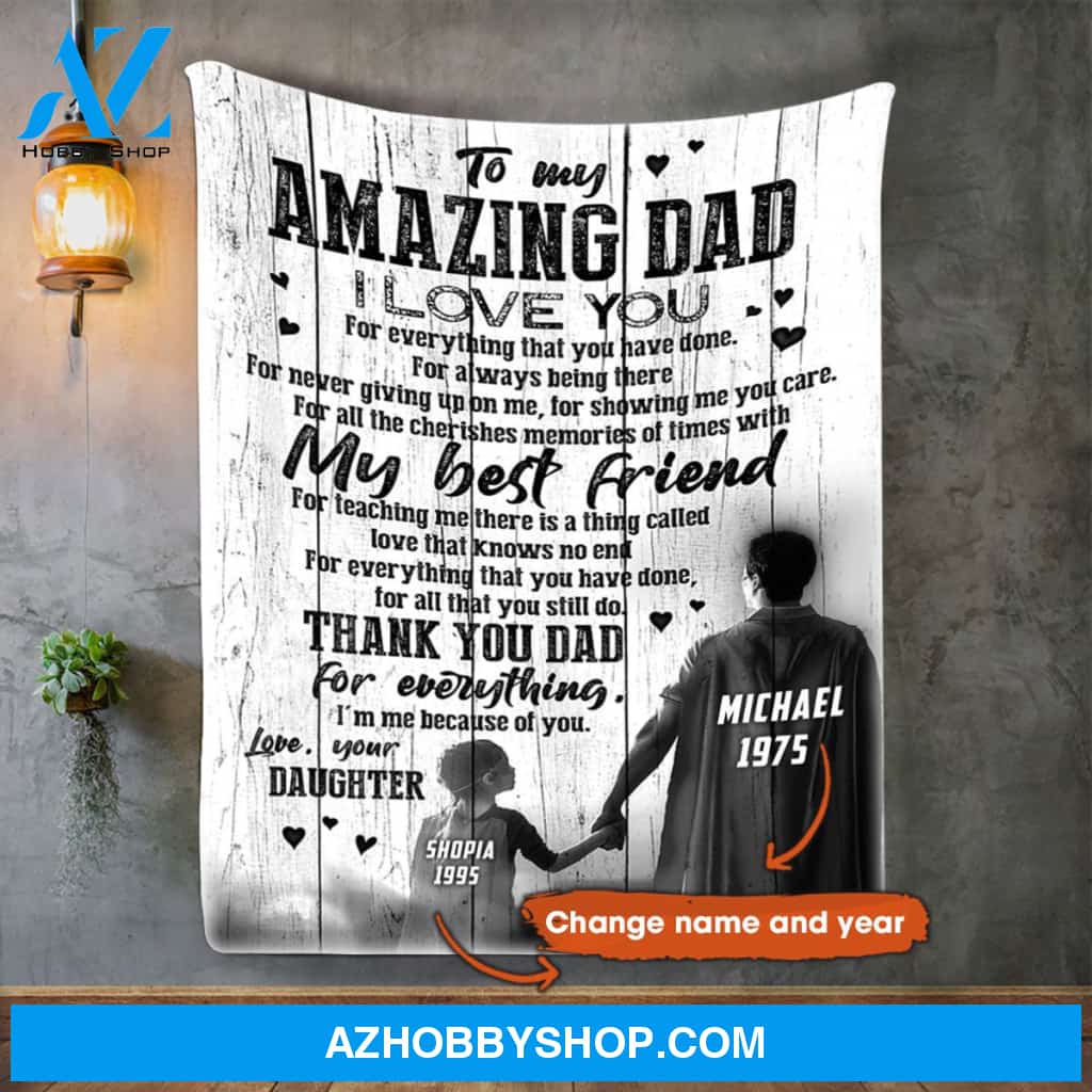 Personalized To My Dad Super Hero Fleece Blanket My Best Friend Great Customized Gift For Birthday Christmas Thanksgiving Father's Day Anniversary