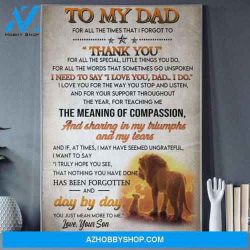 Personalized Canvas, To My Dad, Thank You Canvas And Poster,Canvas Prints,Wall Decor Visual Art, Gift Father's Day