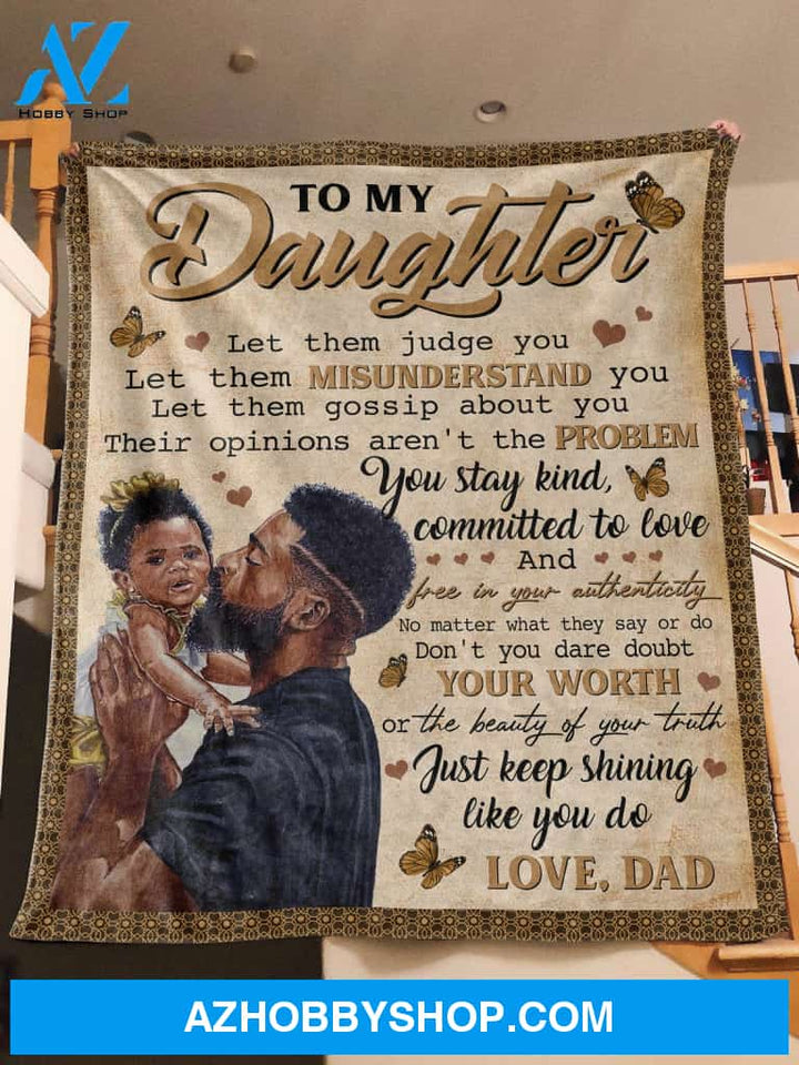  To My Daughter - African American Personalized Fleece Blanket