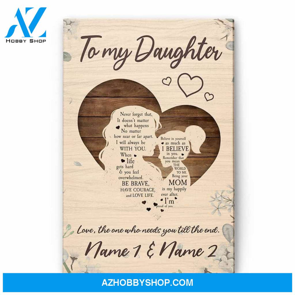 To My Daughter Being Your Mom Is My Happily Ever After, Family Custom Poster/Canvas, Gift For Daughters
