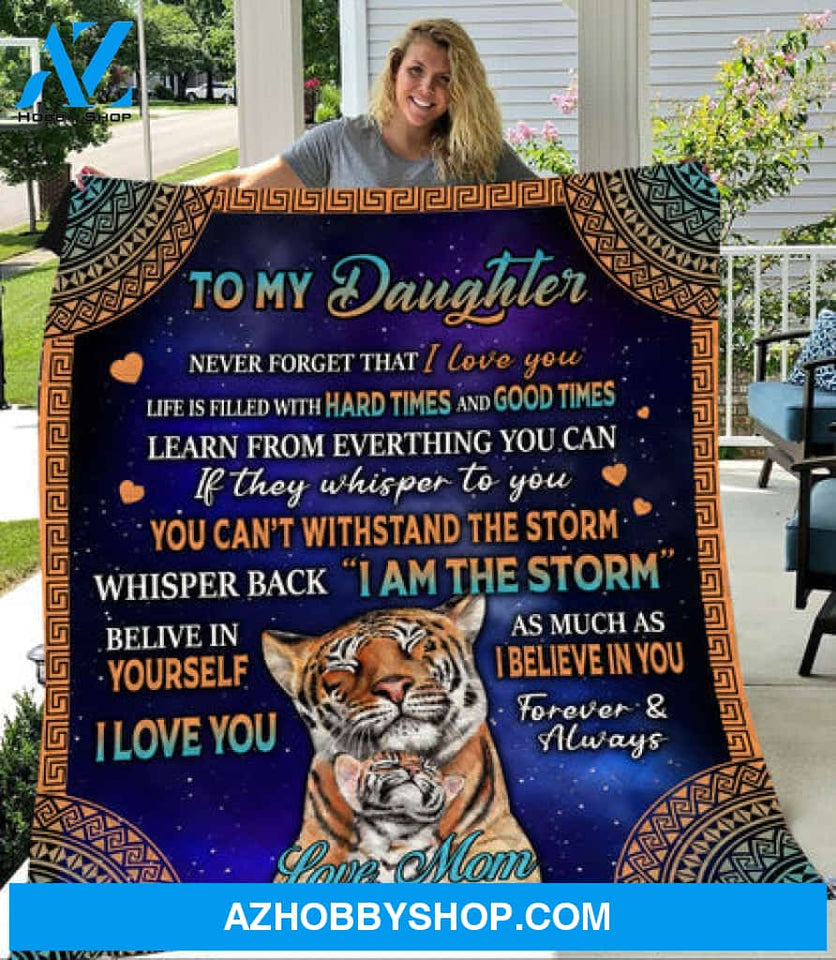 To My Daughter Believe in Yourself Fleece Blanket - Quilt Blanket,     Love From Dad, Love From Mom