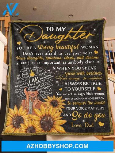  To My Daughter - Black Dad Personalized Fleece Blanket