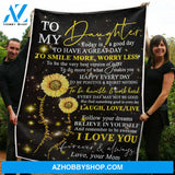 To My Daughter Blanket Sunflower Follow Your Dream Gift From Mom Fleece Blanket Unique Gifts
