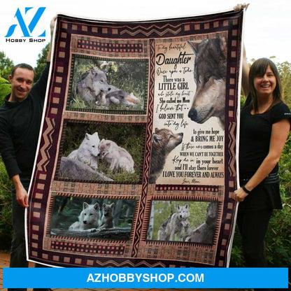 To My Daughter Blanket Wolf Keep Me In Your Heart Gift From Mom Fleece Blanket Unique Gifts