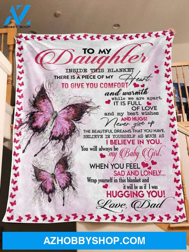  To My Daughter - Butterfly Personalized Fleece Blanket