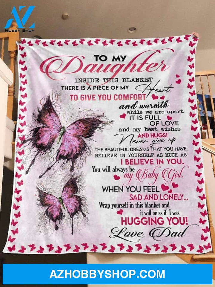  To My Daughter - Butterfly Personalized Fleece Blanket