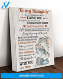 To My Daughter Canvas From Mom Elephant Canvas Full Size Canvas Never Forget How Much I Love You