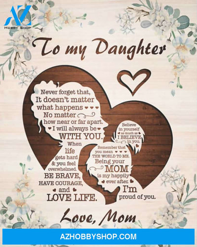 To My Daughter Canvas From Mom Full Size Canvas Never Forget That It Doesn't Matter What Happens