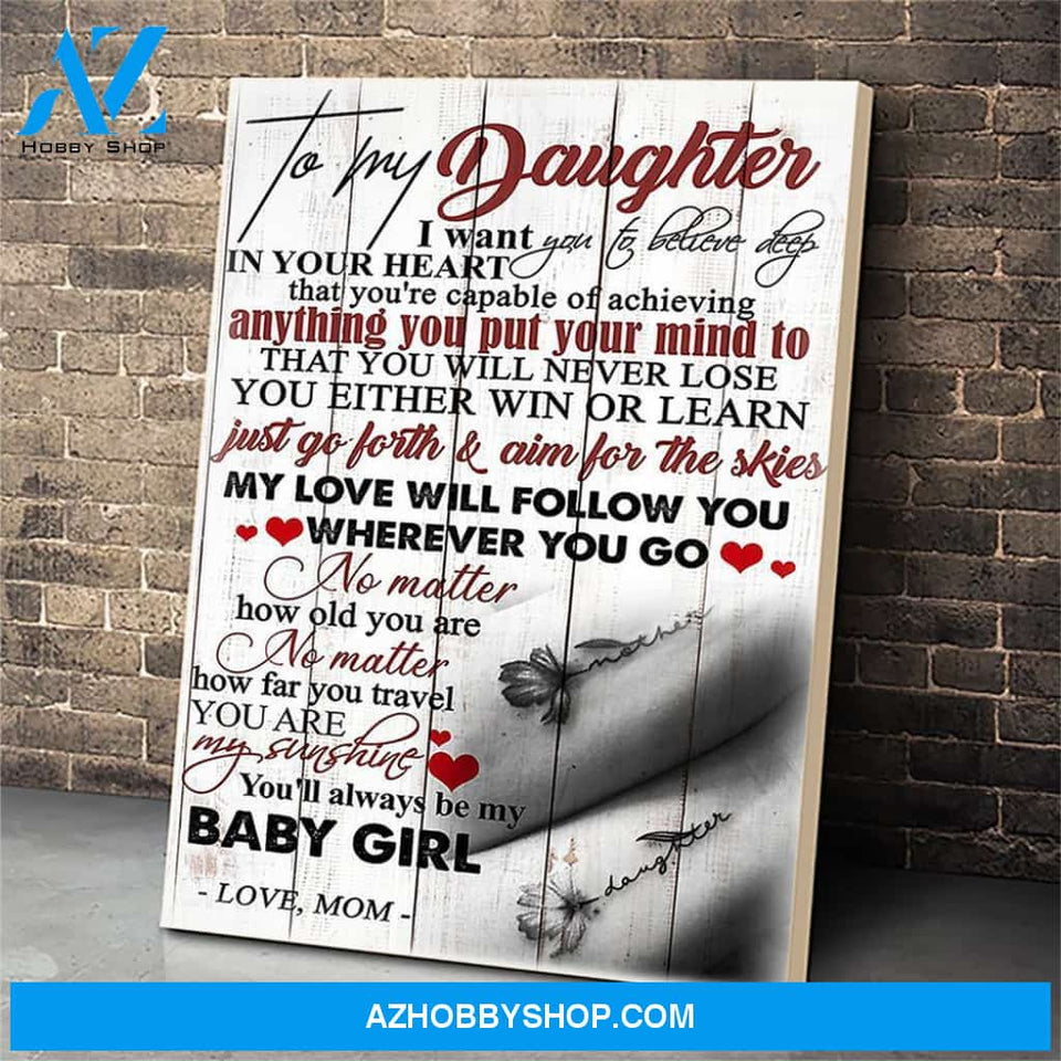 To My Daughter Canvas Print Wall Art - Gift For Daughter - Matte Canvas