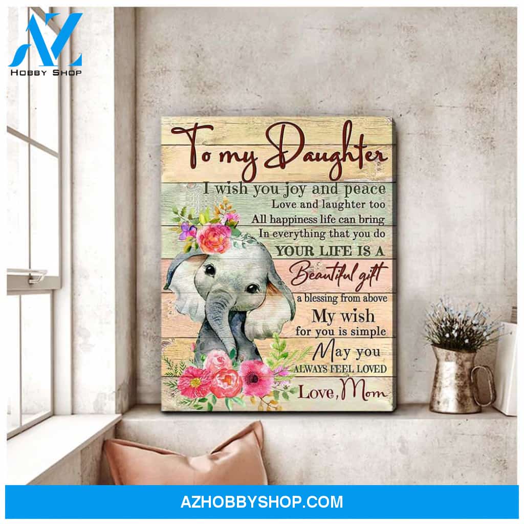 To my Daughter Elephant Canvas Wall Art, Wall Decor Visual Art