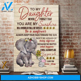 To My Daughter Elephant Sunflower Canvas Wall Art, Wall Decor Visual Art