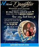 To My Daughter Fleece Blanket - I Love You To The Moon And Back - Personalized Custom Family Photo Blanket - From Mom Gift On Birthday, Christmas