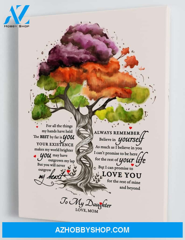To My Daughter - From Mom - Colorful DNA Tree Framed Canvas Gift MD021