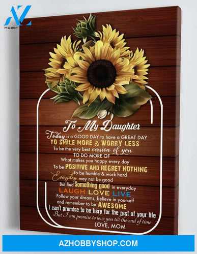To My Daughter - From Mom - Framed Sunflower Canvas Gift MD071