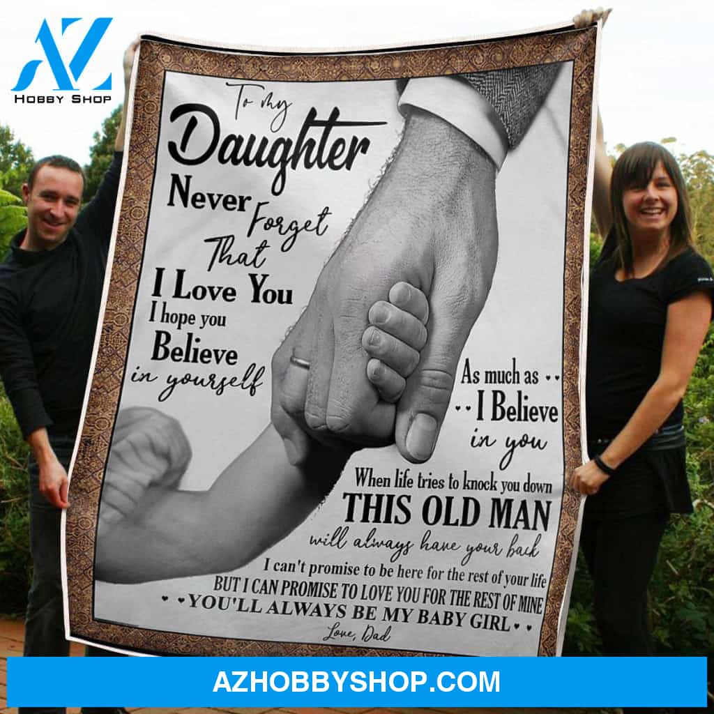 To My Daughter Hand In Hand Always Have Your Back Gift From Dad Fleece Blanket