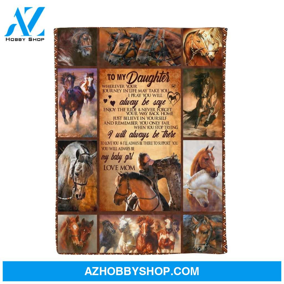 To My Daughter Horse Fleece Blanket Birthday Gift, Christmas Gift For Daughter | Family Blanket