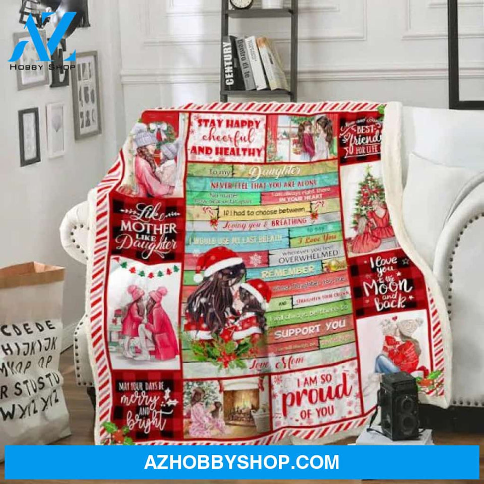 To My Daughter I Am So Proud Of You Christmas Fleece Blanket Gift For Daughter Home Decor Bedding Couch Sofa Soft And Comfy Cozy