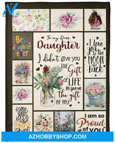 To My Daughter I Am So Proud Of You Fleece Blanket - Quilt Blanket Gift For Daughter Gift From Mom To Daughter 