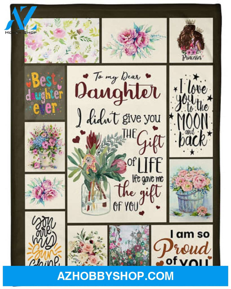 To My Daughter I Am So Proud Of You Fleece Blanket - Quilt Blanket Gift For Daughter Gift From Mom To Daughter 