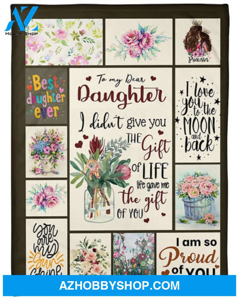 To My Daughter I Am So Proud Of You Fleece Blanket - Quilt Blanket Gift For Daughter Gift From Mom To Daughter 