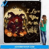 To My Daughter I Love You My Little Witch Pumpkin Halloween Fleece Blanket - Sherpa Blanket