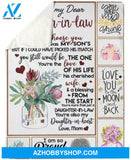 To My Daughter-In-Law You Are Also My Daughter-In-Heart Gifts From Mom Blanket