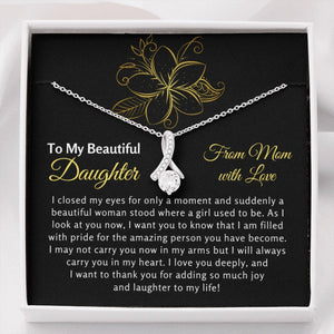 To My Beautiful Daughter Necklace Gift From Mom with Love I will always carry you in my heart Alluring Beauty Necklace