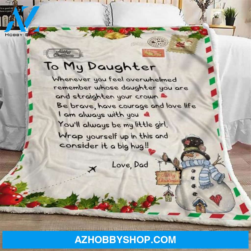 To My Daughter Letter To My Little Girl Fleece Blanket Gift For Family,Birthday,Christmas,Children,Parents Gift Home Decor Bedding Couch Sofa Soft and Comfy