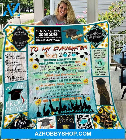 To My Daughter Senior 2020 Mammy and Papa Quilt Blanket - FitWearPro