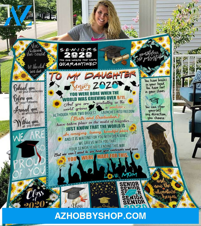 To My Daughter Senior 2020 Mom Quilt Blanket - FitWearPro