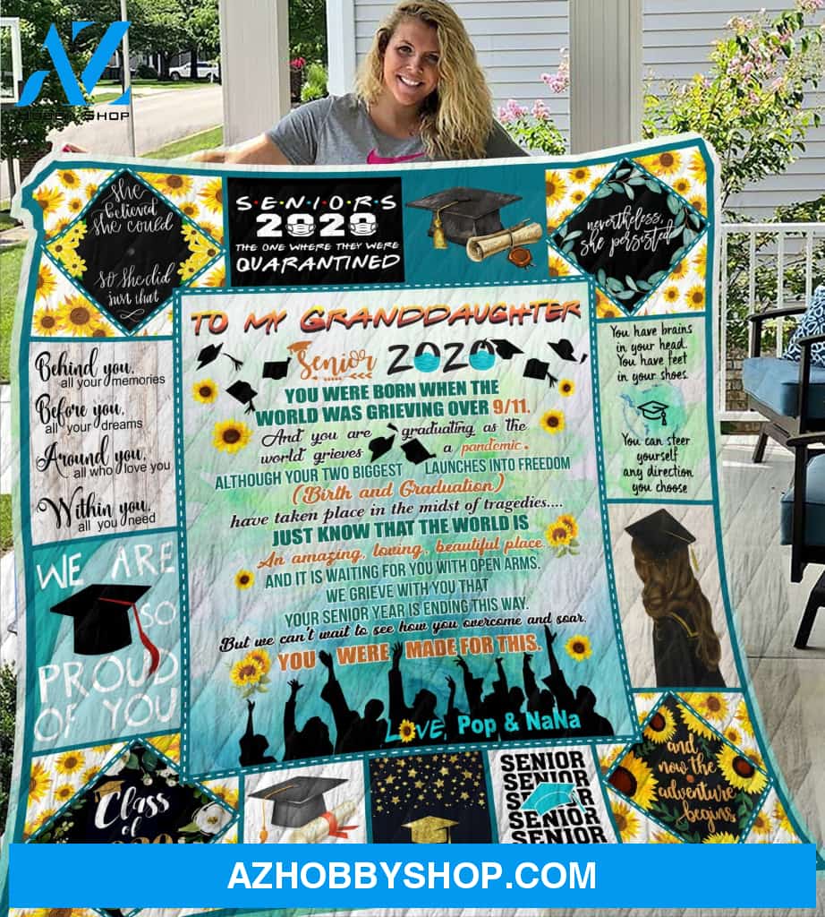 To My Daughter Senior 2020 Pop and NaNa Quilt Blanket - FitWearPro
