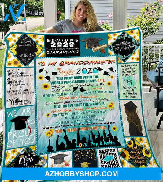 To My Daughter Senior 2020 Pop and NaNa Quilt Blanket - FitWearPro