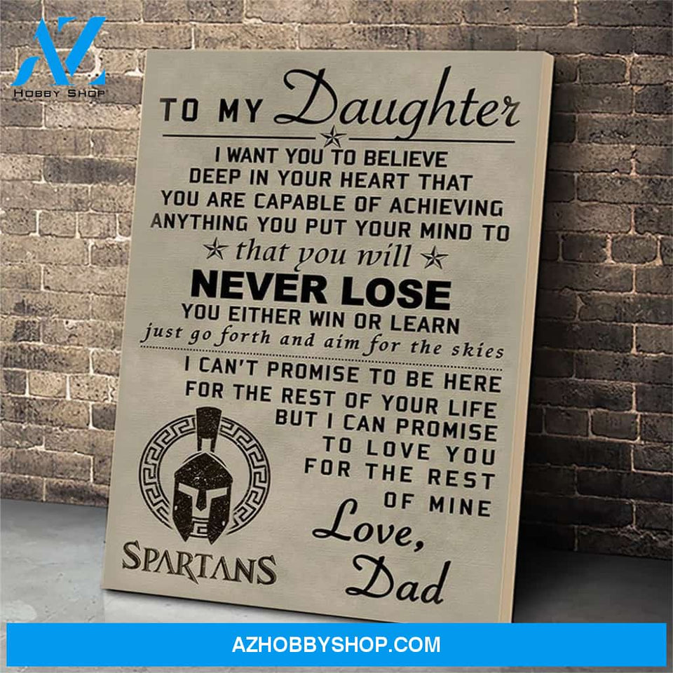 To My Daughter Spartan Canvas Print Wall Art - Matte Canvas