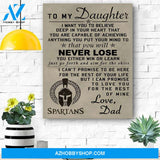 To My Daughter Spartan Canvas Print Wall Art - Matte Canvas