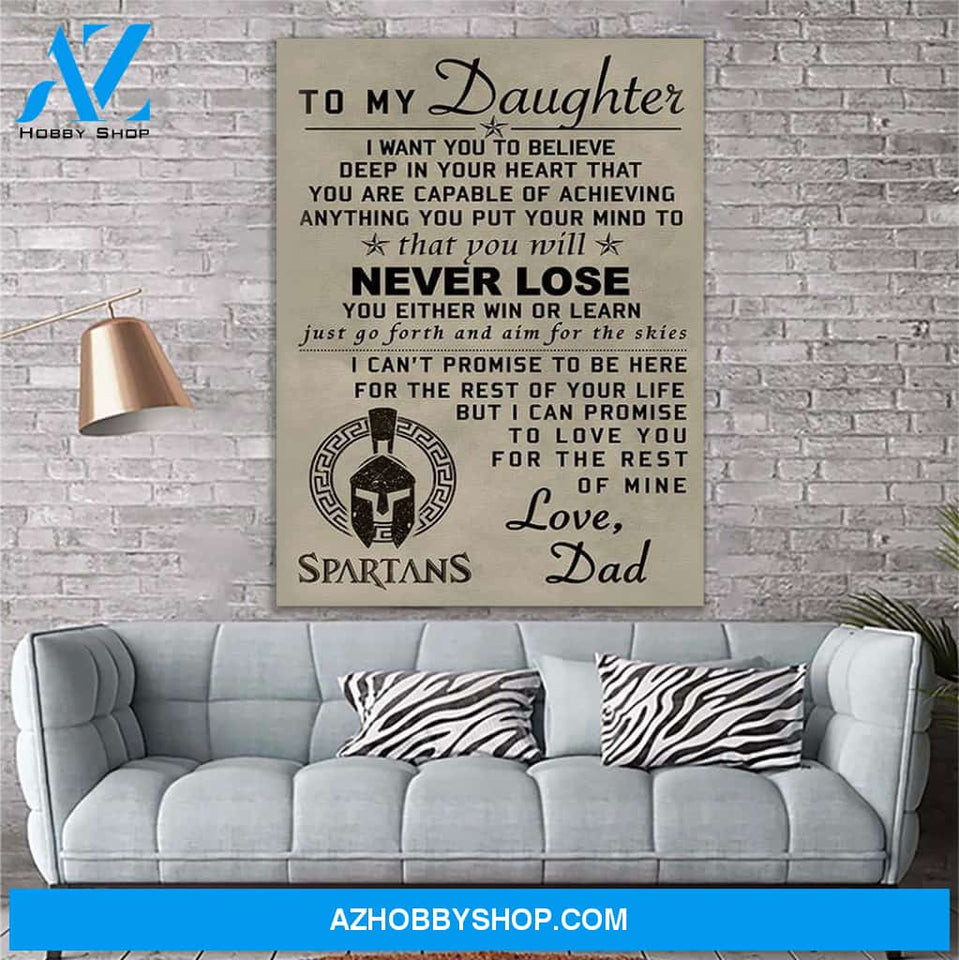 To My Daughter Spartan Canvas Print Wall Art - Matte Canvas