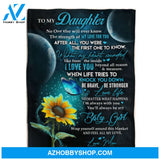 To My Daughter Sunflower Blue Butterfly Mom Fleece Blanket 