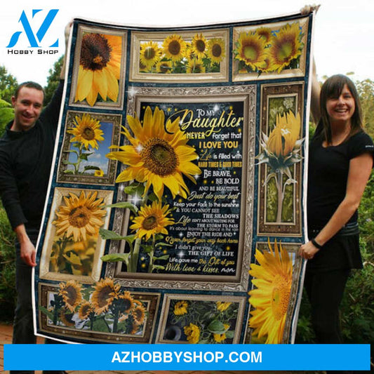 To My Daughter Sunflower The Gift Of You Gift From Mom Fleece Blanket - Quilt Blanket