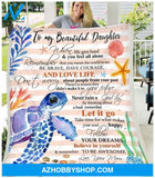 To My Daughter Turtle Fleece Blanket When You Feel All Alone - Gift For Daughter | Family Blanket