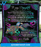 To My Daughter Turtles Fleece Blanket - Gift For Daughter From Mom