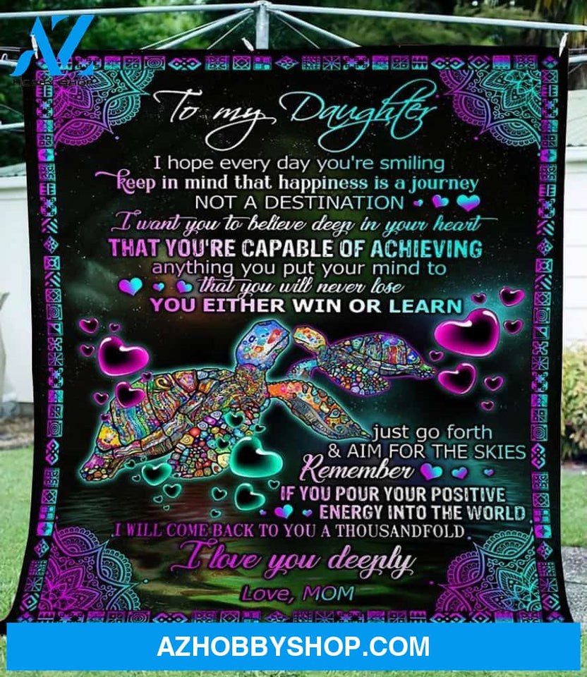 To My Daughter Turtles Fleece Blanket - Gift For Daughter From Mom