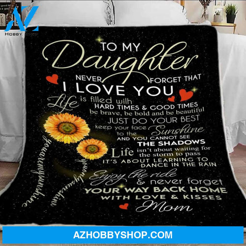 To My Daughter You Are My Sunshine Fleece Blanket, From Daughter To Mom Blanket, Christmas Gift