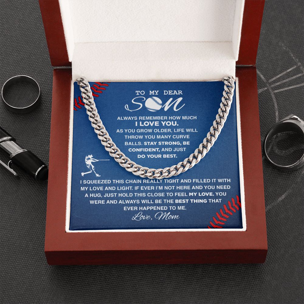 To My Dear Baseball Son - Cuban Link Necklace, Cuban Link Chain