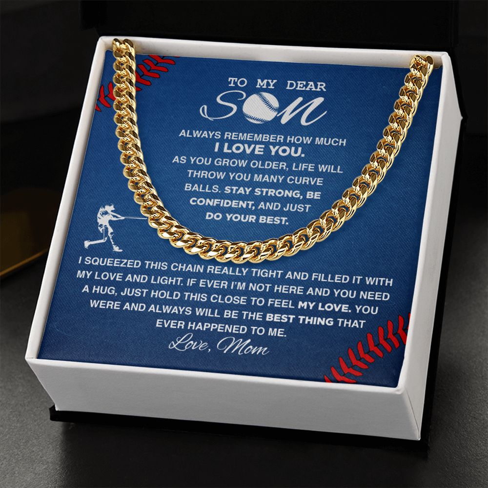 To My Dear Baseball Son - Cuban Link Necklace, Cuban Link Chain